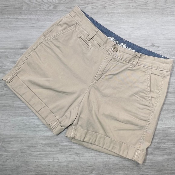 Eddie Bauer Pants - Eddie Bauer‎ Women's Casual Khaki Shorts Size 6 Cuffed Hem Cotton Blend
